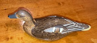 Signed Miniature Pintail Hen Duck Decoy Wood Carving By Clarence Bauer 1984