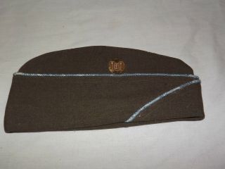 Vintage Wwii Us Army Wool Garrison Cap Hat With Engineers Insignia