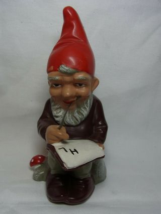 Vintage German Ceramic Garden Yard Gnome Write ^