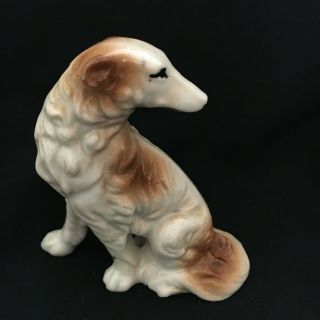 Vintage Porcelain Borzoi Russian Wolfhound Dog Figurine Stands 3 1/2 " Tall