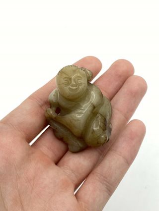Antique Chinese Carved Jade Figure Statue Of Man
