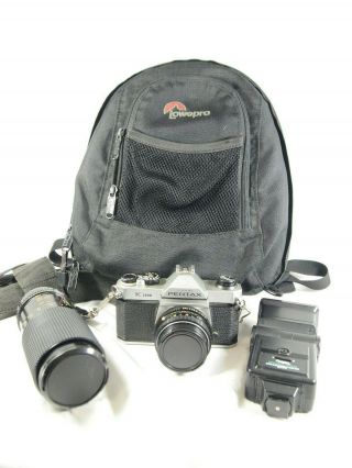 Vintage Asahi Pentax K1000 Camera W/ 50mm 1:2 Smc Lens,  80 - 200mm Lens,  More