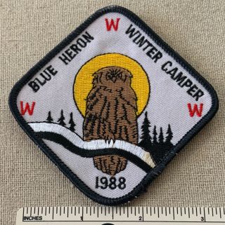 1988 Oa Blue Heron Lodge 349 Winter Camper Patch Www Owl Boy Scout Bsa Camp