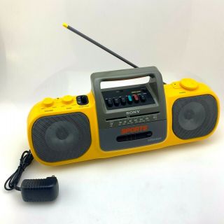 Vintage Sony Sports Yellow Mega Bass Cfs - 904 Boombox Radio Cassette | Modded