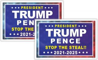 Trump Pence Sign Stop The Steal Red White Blue 11 " X 17 " Double Sided Maga 2 - Pk