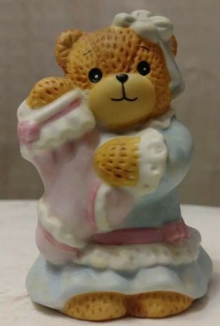 Enesco Lucy And Me Bear 1987 Lucy Rigg Girl Bear Holding Pink Stocking