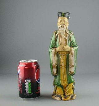Vintage Chinese Shiwan Ware Polychrome Glazed Figure Figurine Sage Wise Man 10 "