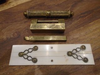 Antique/ Vintage Tibetan Scroll Holder Brass & Lock & Key & Measurement Rule