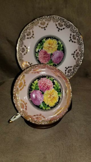Rare Vintage Paragon Pink With Chrysanthemum Tea Cup & Saucer England