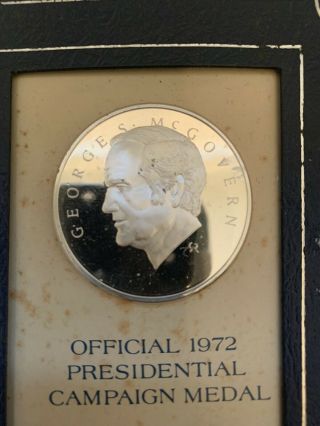 1972 George Mcgovern Presidential Campaign Medal Sterling Silver Proof