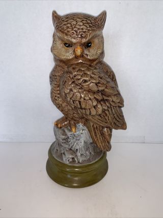 Vintage Ceramic Owl Sitting On Stump 12 1/4”