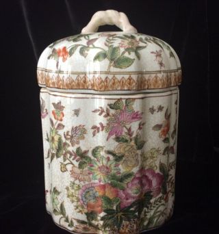 An Old Hand Painted Chinese Porcelain Jar With Lid