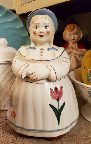 Vintage Shawnee Pottery Usa Blonde Dutch Girl Cookie Jar Cooky