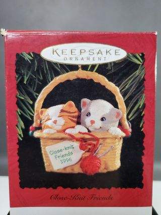 Hallmark Keepsake Ornament Close - Knit Friends 1996 Kittens Basket Knitting Yarn