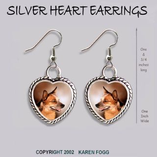 Australian Cattle Dog Red - Heart Earrings Ornate Tibetan Silver
