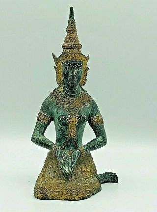 Antique Finely Detailed Chinese Tibetan Bronze Meditating Buddha Figure Statue