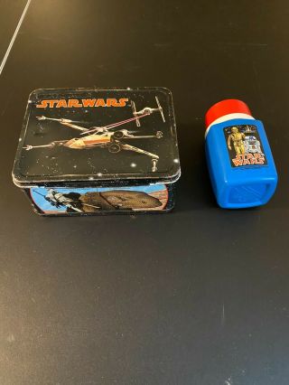 1977 Vintage Star Wars Lunch Box,  Thermos (red Cup White Lid Yellow Flip Top)