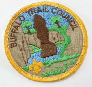 Vintage Yellow Buffalo Trail Council Twill T Boy Scout Of America Camp Patch