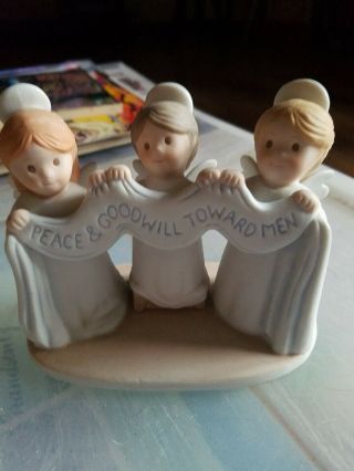 Home Interior Masterpiece Porcelain Circle Of Friends " Angels On High ".