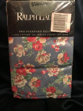 Rare Vintage Ralph Lauren Hope Floral Shabby Cottage Pair Std Pillowcases