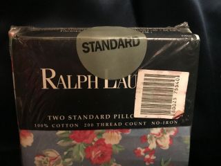 Rare Vintage Ralph Lauren Hope Floral Shabby Cottage Pair STD Pillowcases 3