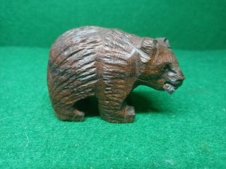 Hand Carved Ironwood Grizzly Bear With Fish Figurine Wood Carving
