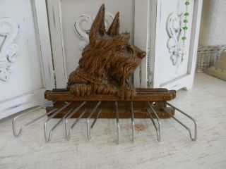 Vintage Syroco Wood Scottie Dog Scottish Terrier Tie Rack Scarf Jewelry Holder