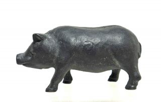Vintage 4.  5 " Heavy Cast Iron Pig Hog Figurine Figure Paperweight