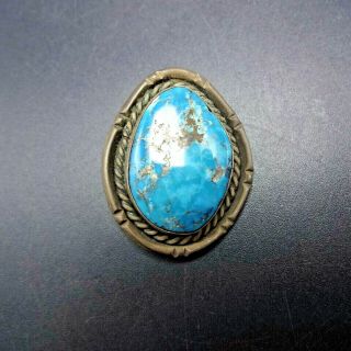 Vintage NAVAJO Sterling Silver BLUE MORENCI TURQUOISE PIN/PENDANT 2