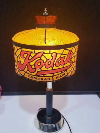 Vintage Tiffany Style Kodak Plastic Advertising Adjustable Lamp Round Shade