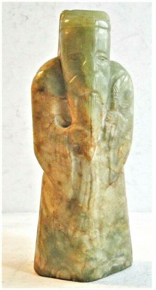 Antique Chinese Nephrite Jade Carved Figure Statue Shu Lao Longevity Qing