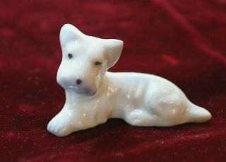 Vintage White Dog Figurine Porcelain 2 " Japan