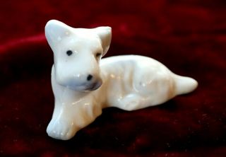 Vintage White Dog Figurine Porcelain 2 