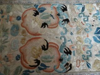 Very Fine Antique Chinese Silk Embroidery With Flowers And Asian Characters 3