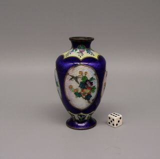 Antique Japanese Miniature Ginbari Cloisonne Enamel Vase Meiji Period Circa 1900