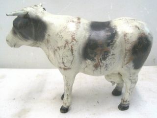 Vintage Hand Carved and Painted Folk Art Wood Kitchen Cow Bull Figure 11 