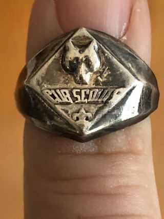 Vintage Sterling Silver Cubs Boy Scouts Ring Size 5 And Brass Buckle Belt