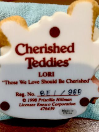 Cherished Teddies Lori Those We Love Chicken Farm Girl Bear Figurine 476439 2