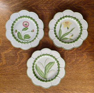 Handmade In Italy Vietri Flower Plate Set 7.  75 Inchs Handpainted Vintage Style