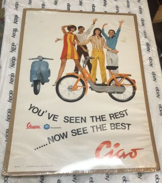 Piaggio Ciao Vespa Moped Vintage 1960s Poster Rare 28 20
