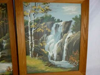 Pr Vtg 1964 Paint By Numbers Craft Master Waterfall Autumn Beauty Rushing Waters 2