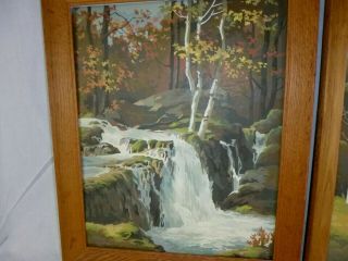 Pr Vtg 1964 Paint By Numbers Craft Master Waterfall Autumn Beauty Rushing Waters 3
