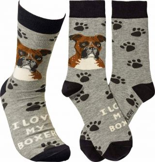 Boxer I Love My Dog Socks