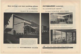 1955 Newport Balboa Savings And Loan Association Pittsburgh Plate Glass 2 - Pg Ad