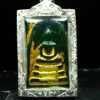 Old Beautyful Antique Phra Somdej Jade Thai Buddha Amulet Real.  3