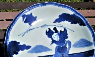 GORGEOUS MASSIVE ANTIQUE CHINESE BLUE AND WHITE BOWL / CHARGER PORCELAIN 2