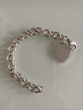 Vintage Tiffany And Co Sterling Silver 925 Charm Bracelet With Heart Charm