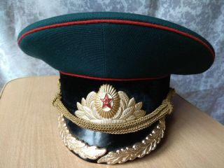 Vintage Soviet Russian Military Officer Visor Cap Hat Size 57 Ussr