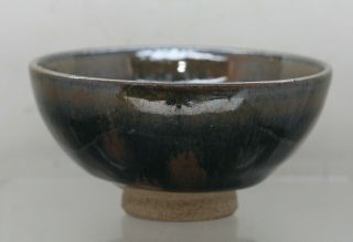 Quality Chinese Jian Yao Oil Streak Glaze 建窑油滴盏 Ceramic Tea Bowl C1900s