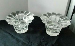 Vintage Set Of 2 Clear Glass Taper Candle Stick Holders Made In Indonesia